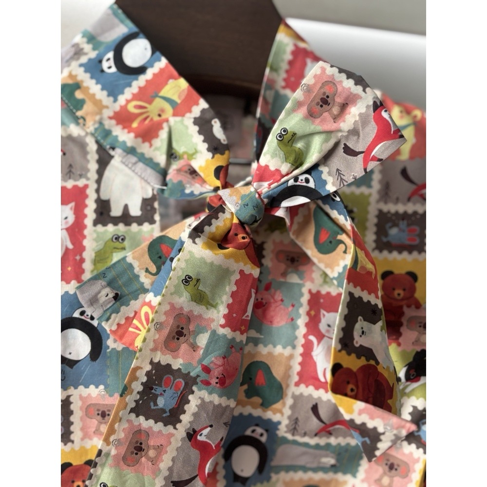 Tulip B Small Little Animals  Print W Tie Sleeveless Novelty NWT Cottage core - Picture 4 of 11